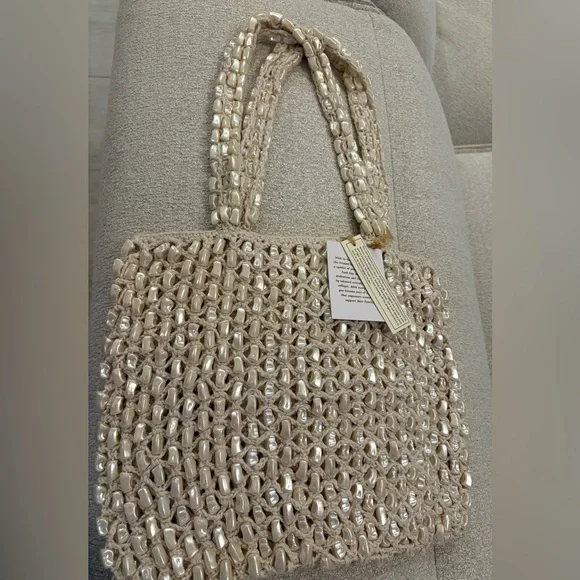 Cream Crochet Shoulder Bag with Braided Straps - Picture 2 of 2